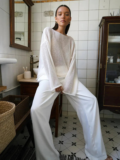 LUNA | Lichtgewicht Gebreide Trui met Wijde Mouwen