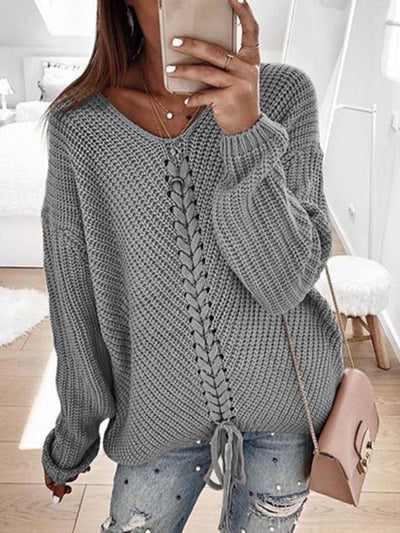 FIONA | Gebreide Lace-Up Sweater
